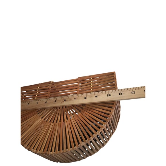 Bamboo Wood Handmade Half Moon Basket Handbag - Picture 8 of 12
